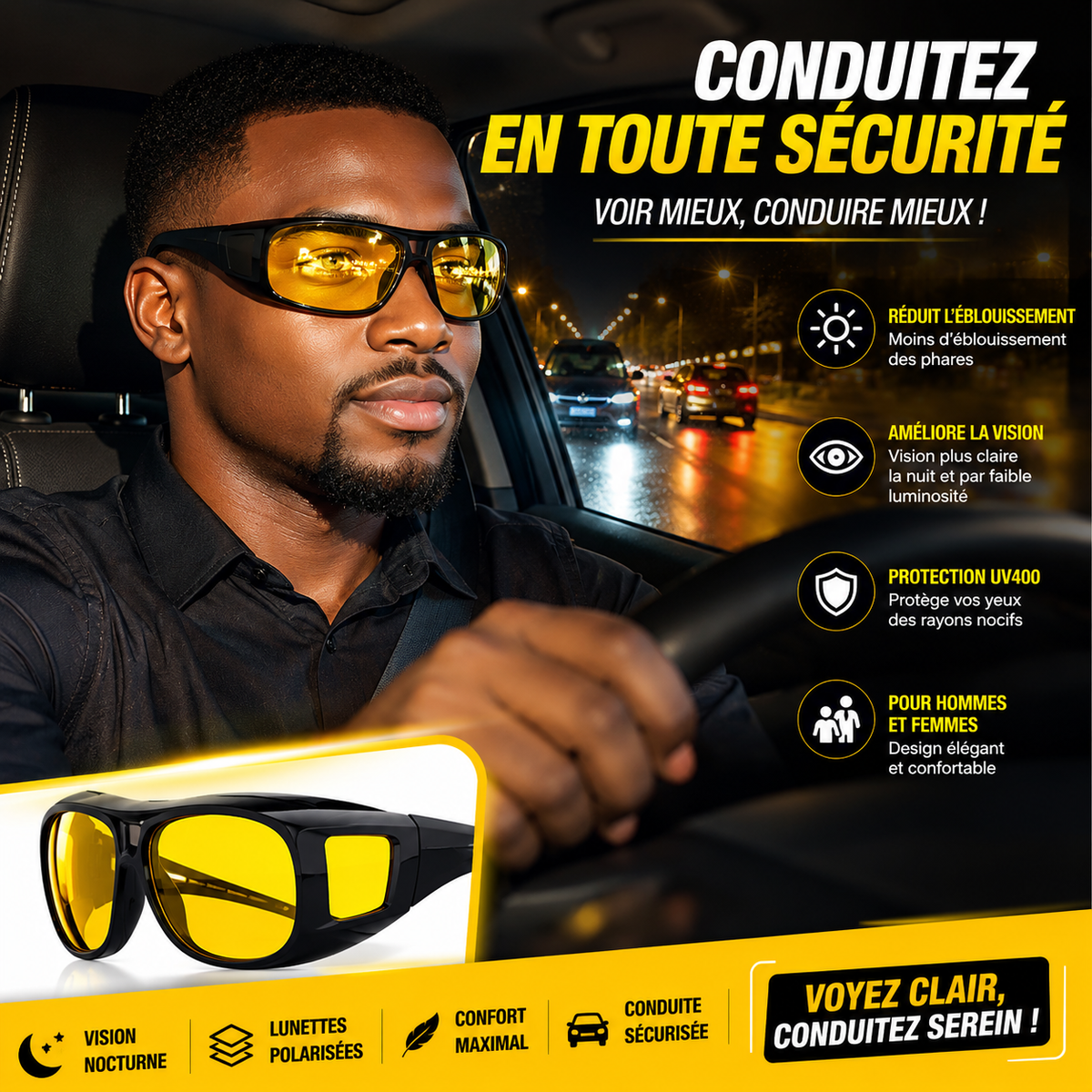 LUNETTE DE CONDUITE DE NUIT,VISION NOCTURNE